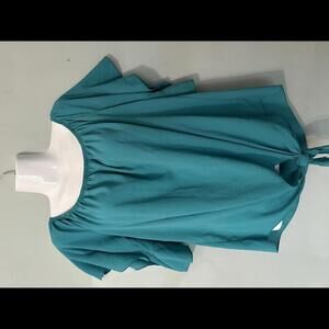 Women’s Green Ruffled Short Sleeved Blouse